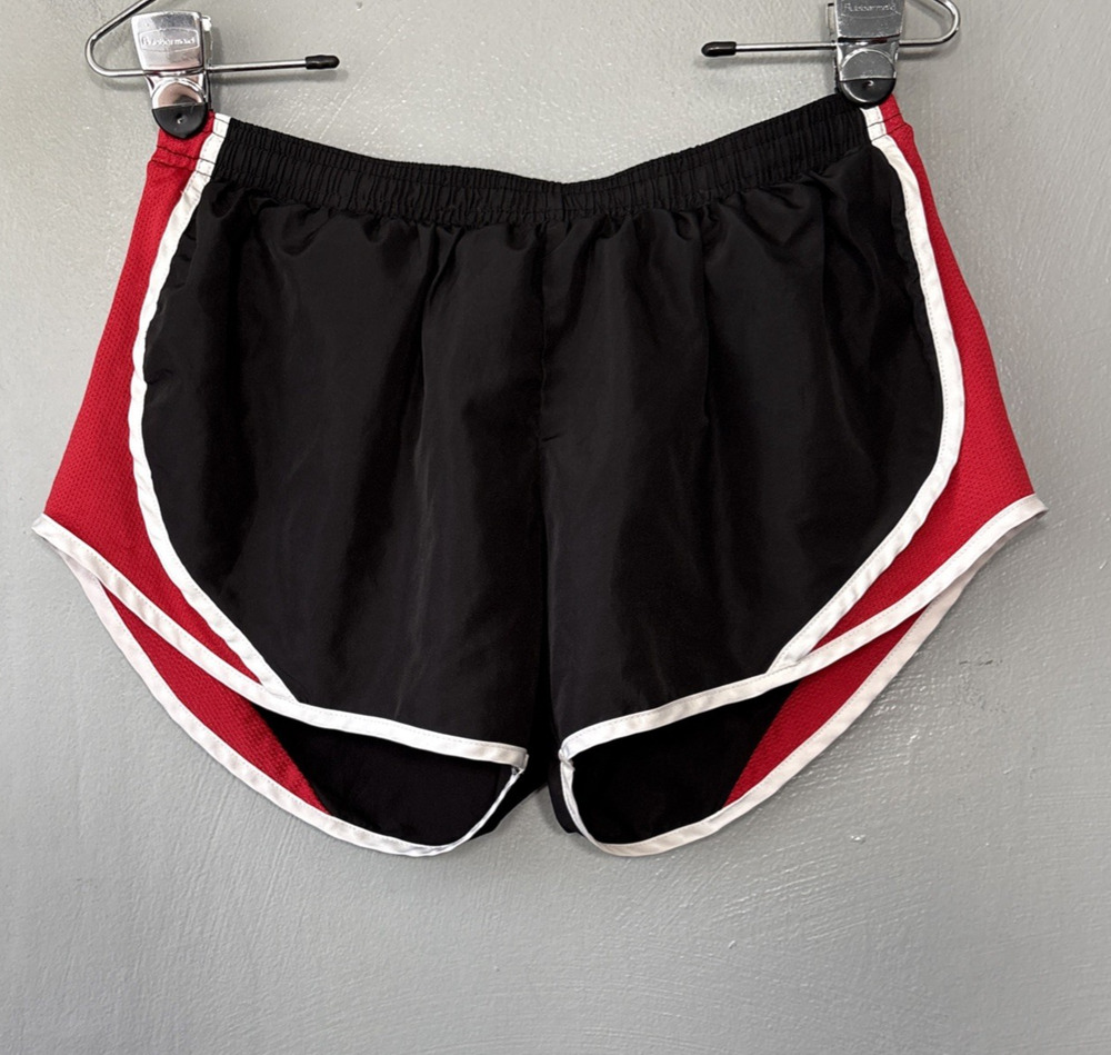 Vtg Y2K Soffe Track Short Size Medium Low Rise Black Red Running Athletic Retro